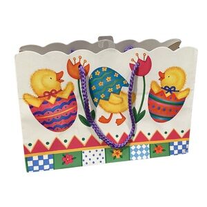 Vintage 90’s Easter Gift Bag Easter Eggs Chicks Nostalgic Whimsy 9x6x6